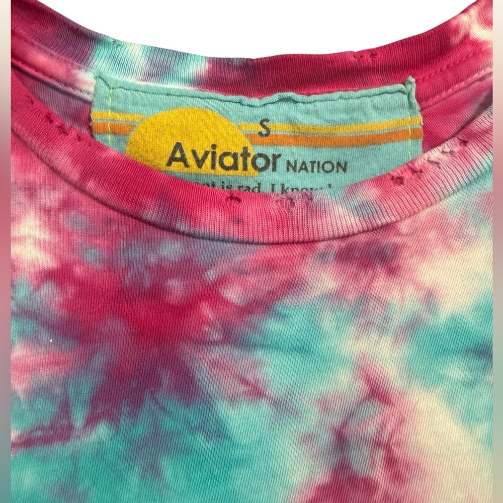 *EUC* Aviator Nation Tie-Dye Short Sleeve Tee - Pink and Blue - Picture 3 of 5